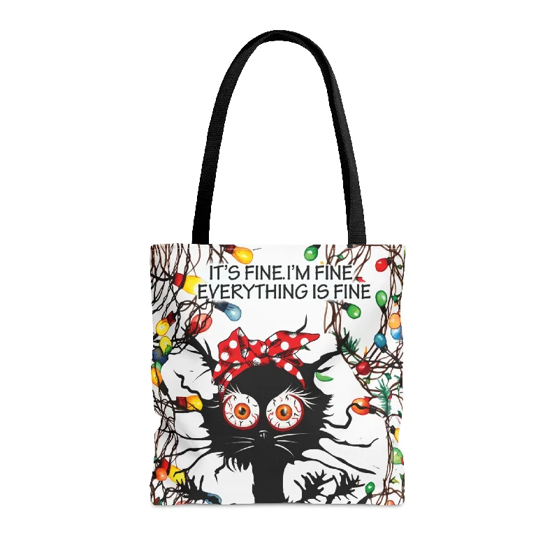 Chic & Modern Sales Tote Bag, Cat, It's Fine I'm Fine Everything is Fine, Personalised/Non-Personalised Tote bag Carry Elegance For Less