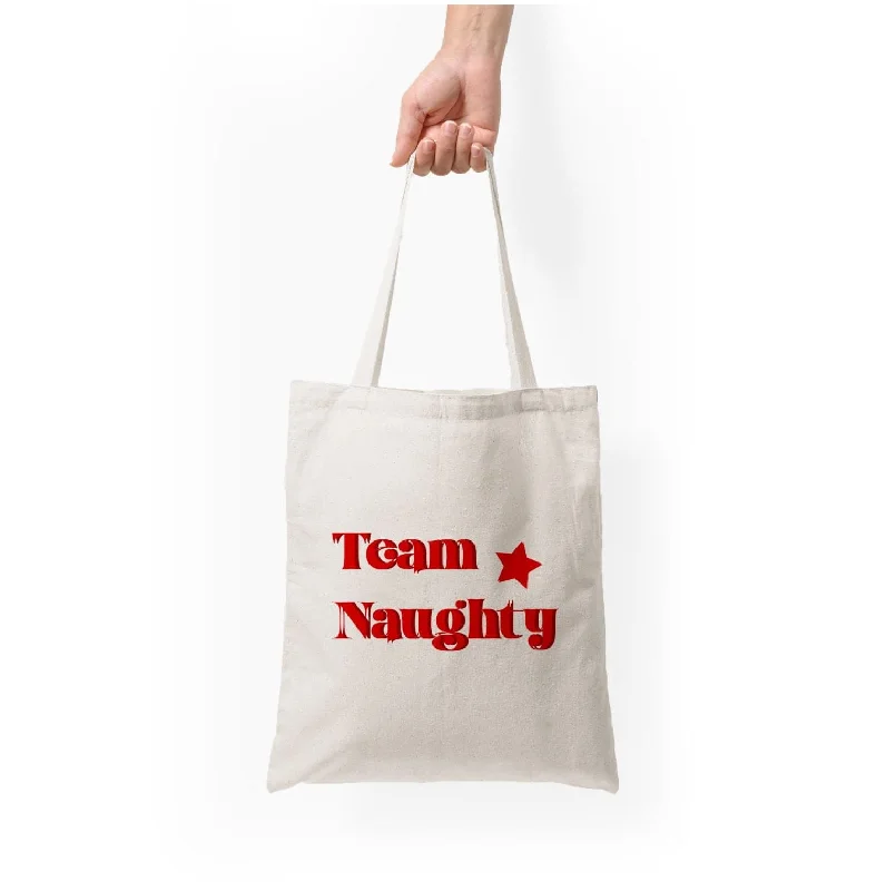 Vibrant Bags With Discounts Team Naughty - Naughty Or Nice Tote Bag Statement Bags With Exclusive Savings Vibrant Bags With Discounts Team Naughty - Naughty Or Nice Tote Bag Statement Bags With Exclusive Savings