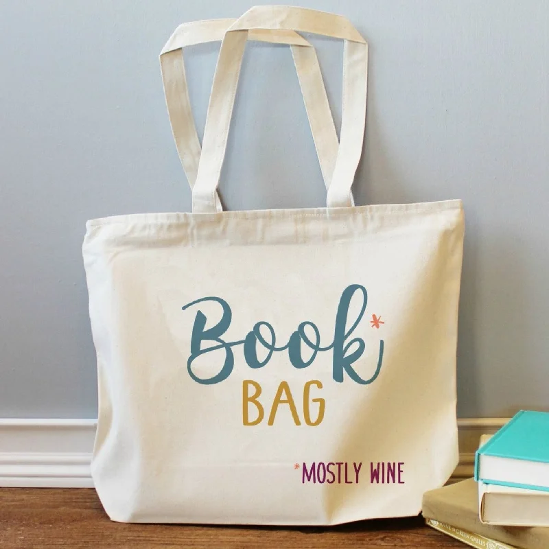 Budget Friendly Book Bag Mostly Wine XL Tote Bag Trendy Bags, Huge Savings