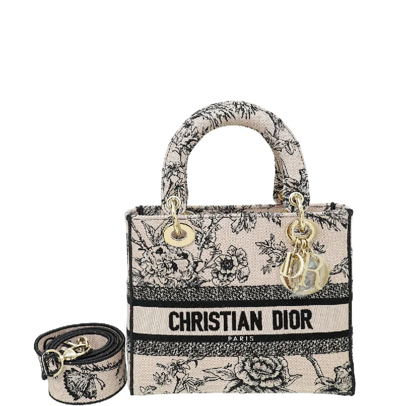 Additional Time-Limited Offers Christian Dior Powder Pink D-lite Jardin Botanique Embroidery Medium Bag Designer Bags At Lower Prices