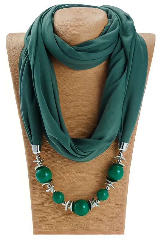 Must Haves Beaded Scarf Necklace - Green Elegant Totes At Limited-Time Prices