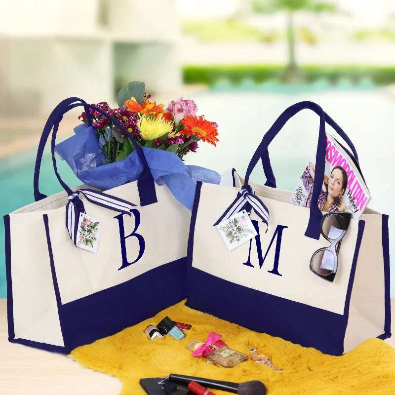 Edgy Fashion Deals Graduation gift Tote Bags for Women Personalize, Embroidery Initial Monogram Large Bag for Mom, 100% Cotton Canvas, Bridesmaid Gift Navy Elegant Purses At Clearance Prices Edgy Fashion Deals Graduation gift Tote Bags for Women Personalize, Embroidery Initial Monogram Large Bag for Mom, 100% Cotton Canvas, Bridesmaid Gift Navy Elegant Purses At Clearance Prices