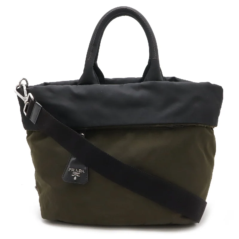 Flash Sale Starts Prada Nylon Leather 2WAY Tote Bag Khaki Black Stylish And Durable Handbags At Great Value Flash Sale Starts Prada Nylon Leather 2WAY Tote Bag Khaki Black Stylish And Durable Handbags At Great Value