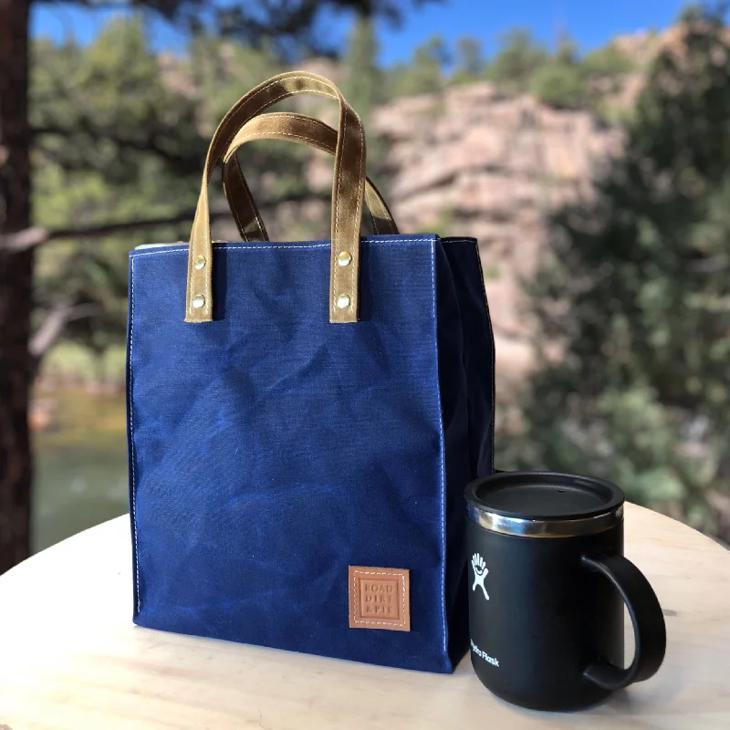 Daring Fashion Promotions Small Waxed Canvas Tote Bag - Deep Water Blue Affordable Elegance, Grab Yours Now