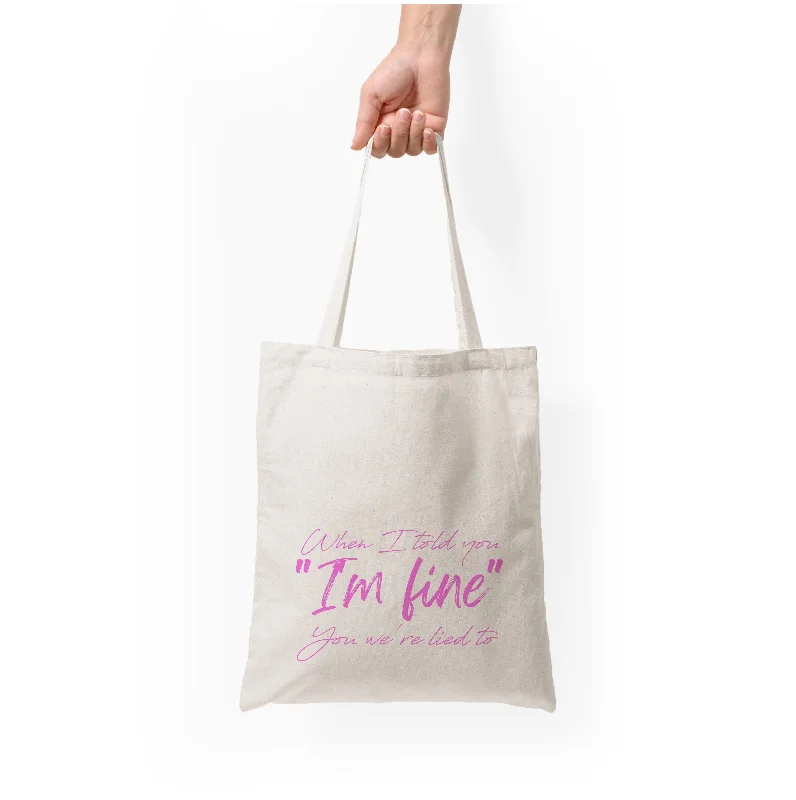 Bags For Playful And Chic Styles I'm Fine - Abrams Tote Bag Chic Handbags At Special Promotional Prices Bags For Playful And Chic Styles I'm Fine - Abrams Tote Bag Chic Handbags At Special Promotional Prices