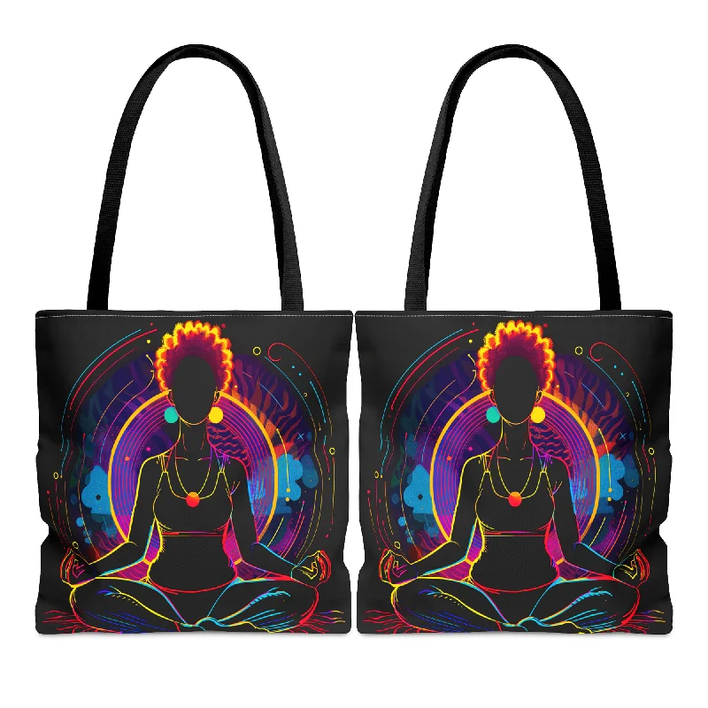 Everyday Elegance Sale Afro Yoga Glow Tote Bag Trendy Handbags, Limited-Time Sale