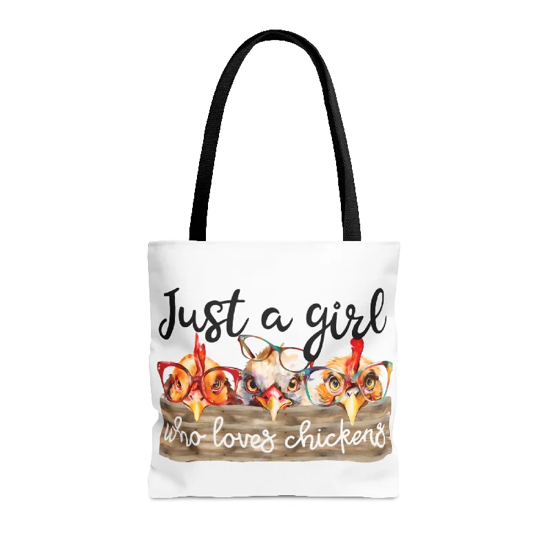 Discover Promotions Tote Bag, Just a Girl Who Loves Chickens, Personalised/Non-Personalised Tote bag Luxury Handbags At Budget-Friendly Rates Discover Promotions Tote Bag, Just a Girl Who Loves Chickens, Personalised/Non-Personalised Tote bag Luxury Handbags At Budget-Friendly Rates