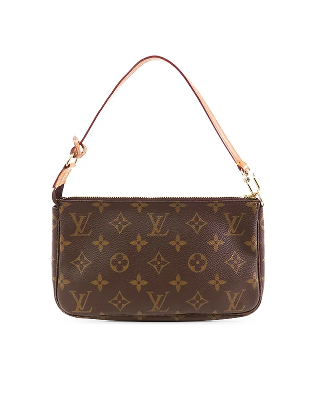 Elegant Fashion Offers Monogram Canvas Pochette with Vachetta Leather Handle and Top Zip Closure Flash Sale On Handbags Elegant Fashion Offers Monogram Canvas Pochette with Vachetta Leather Handle and Top Zip Closure Flash Sale On Handbags