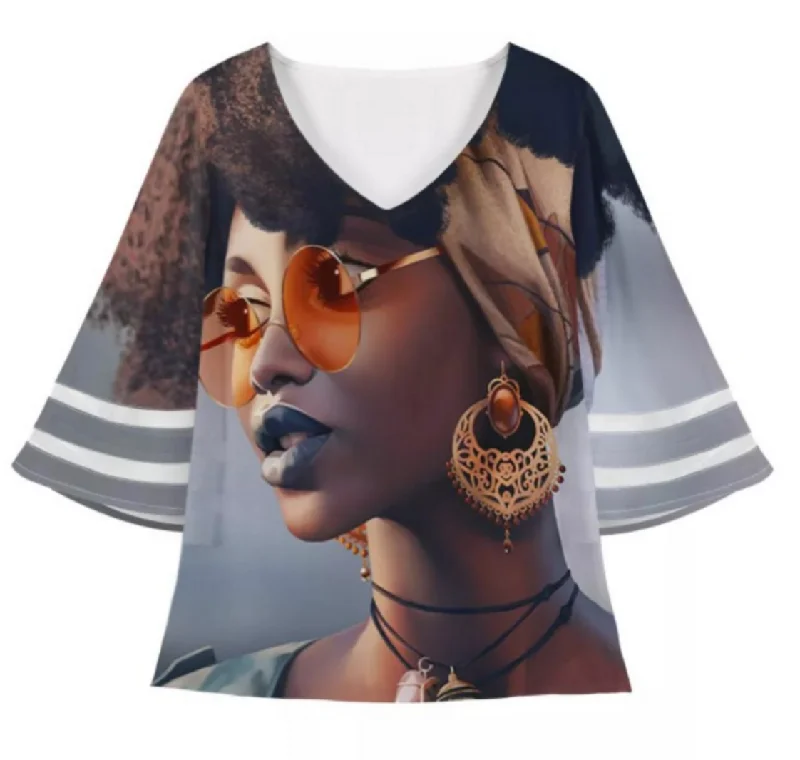 Stylish Bags With Discounts Chiffon Graphic Blouse - Style A Carry Elegance For Less