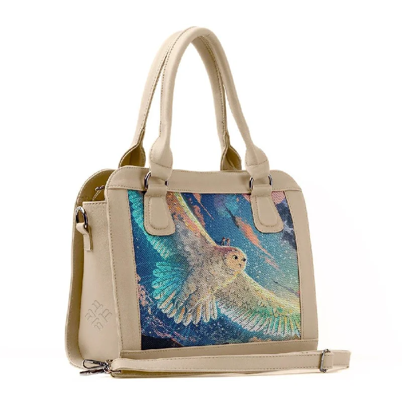 Halloween-Themed Beige Travel Hobo Bag Owl Journey Don't Miss Out – Handbag Discounts