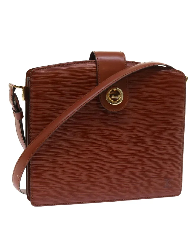 Special Offer For You Brown Epi Leather Shoulder Bag with Adjustable Strap Stylish Totes With Special Discounts