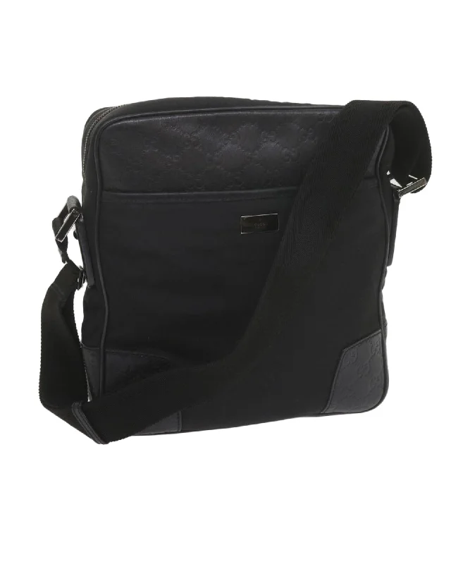 Seasonal Clearance Black Nylon and Leather Shoulder Bag with Adjustable Strap Statement Bags With Exclusive Savings Seasonal Clearance Black Nylon and Leather Shoulder Bag with Adjustable Strap Statement Bags With Exclusive Savings