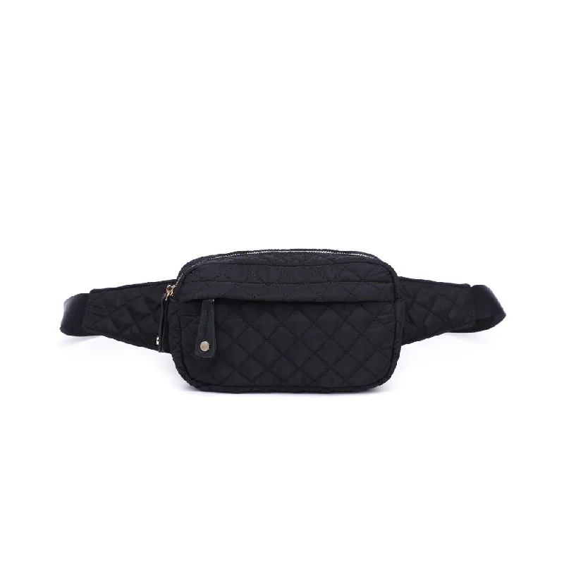 Teo Quilted Nylon Fanny Pack Belt Bag- Black