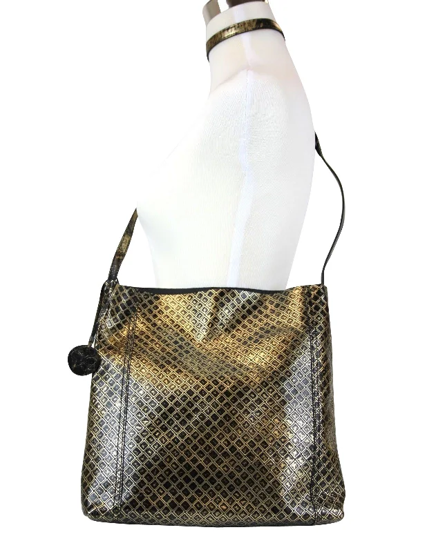 Bottega Veneta Unisex Intrecciomirage Gold / Black Leather Large Messenger Bag 298786 8414 Limited-Stock Bag Clearance – Hurry