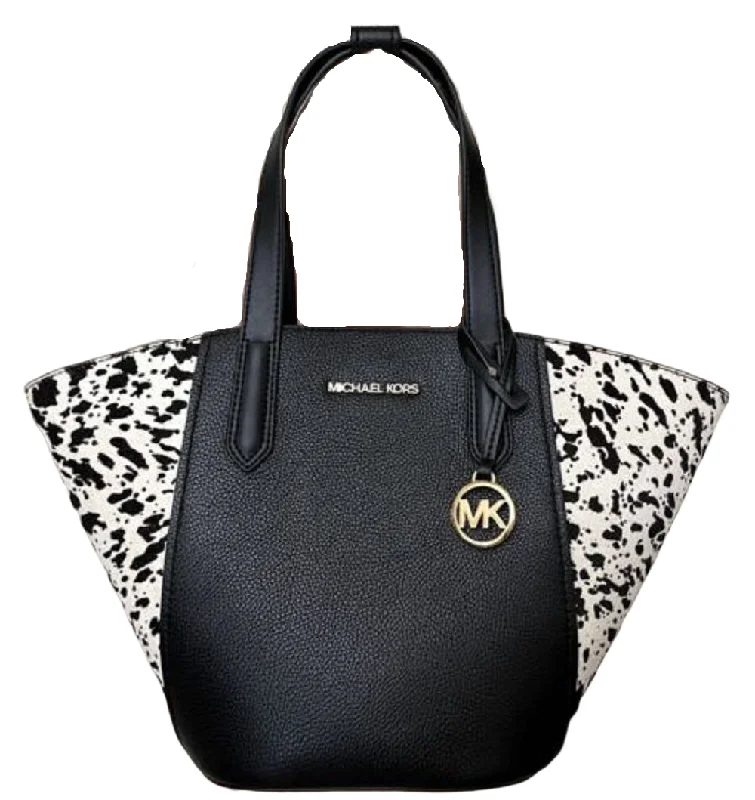 Michael Kors Women's Portia Pebbled Leather Suede Tote Bag Classic Totes, Exclusive Deals