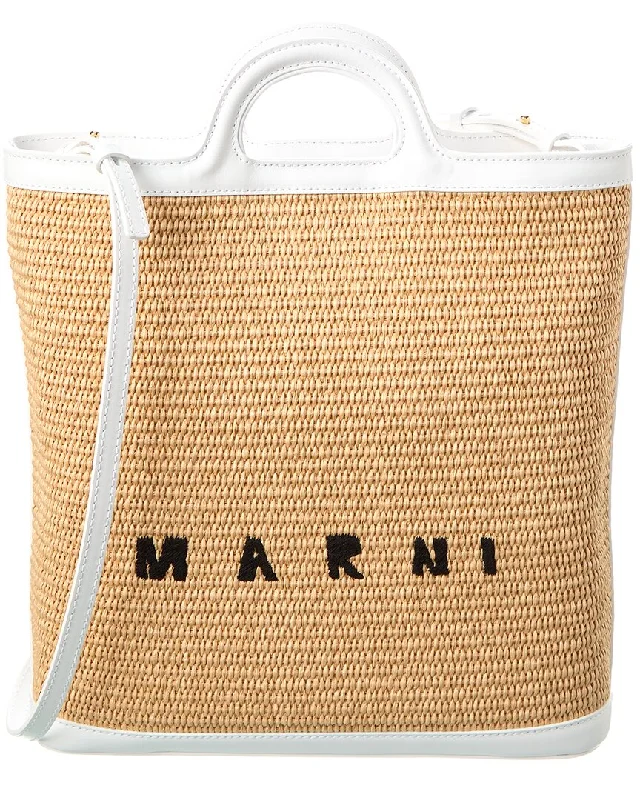 Marni Tropicalia Leather-Trim Tote, Brown Iconic Handbags At Budget-Friendly Prices Marni Tropicalia Leather-Trim Tote, Brown Iconic Handbags At Budget-Friendly Prices