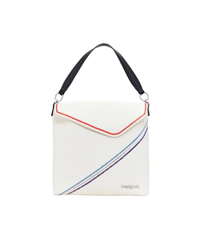 Desigual  Women's Envelope Bag with Embroidered Stripes White