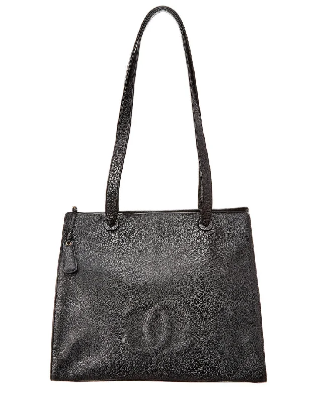 Chanel Black Caviar Leather Cc Tote