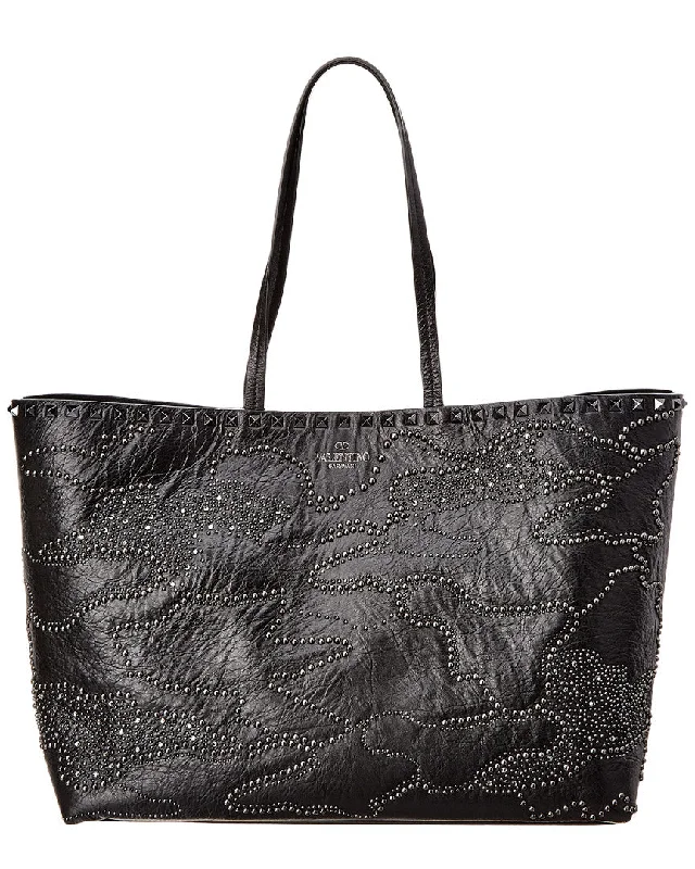 Valentino Rockstud Large Leather Shopper Tote