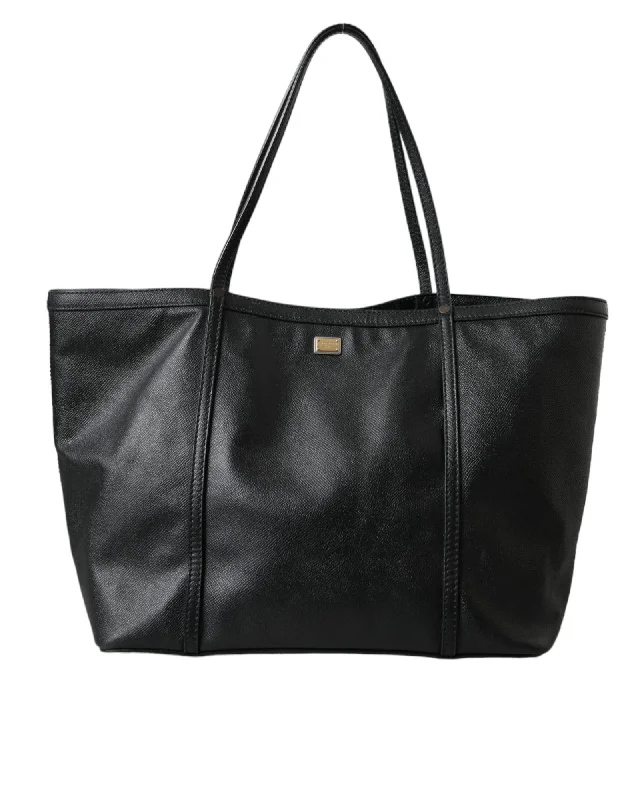 Dolce & Gabbana  Sicily Black Leather Tote Bag