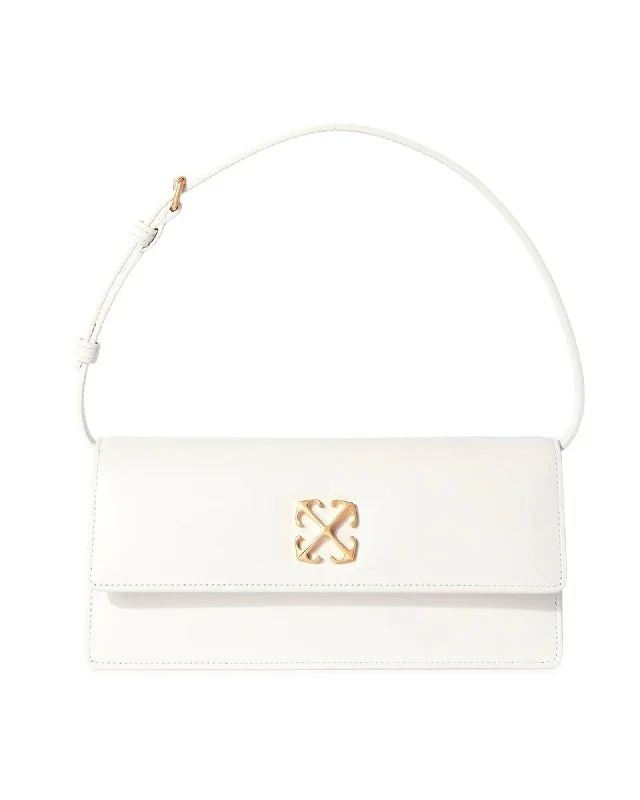 Off-White Leather Handbag with Silver Metal Details