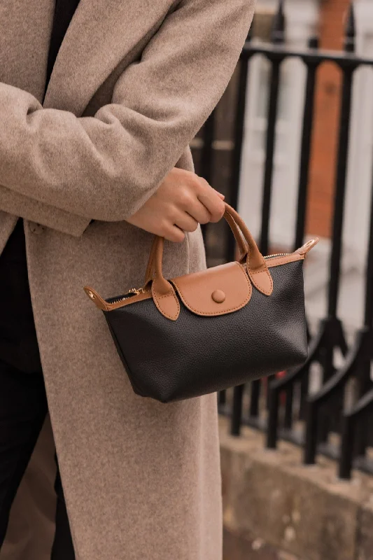 Black Mini Leather Shopper Premium Bags, Special Prices