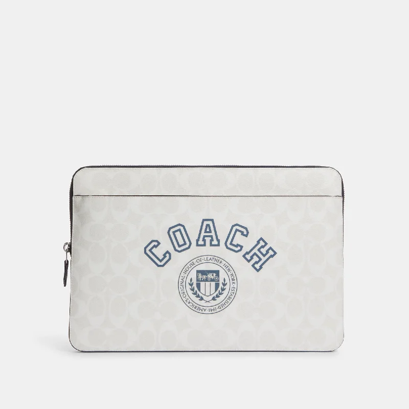 Coach Outlet Laptop Sleeve In Signature Canvas With Coach Varsity High-Fashion Handbags At Reduced Costs