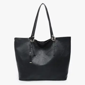 Iris Black Monogram Tote Bag