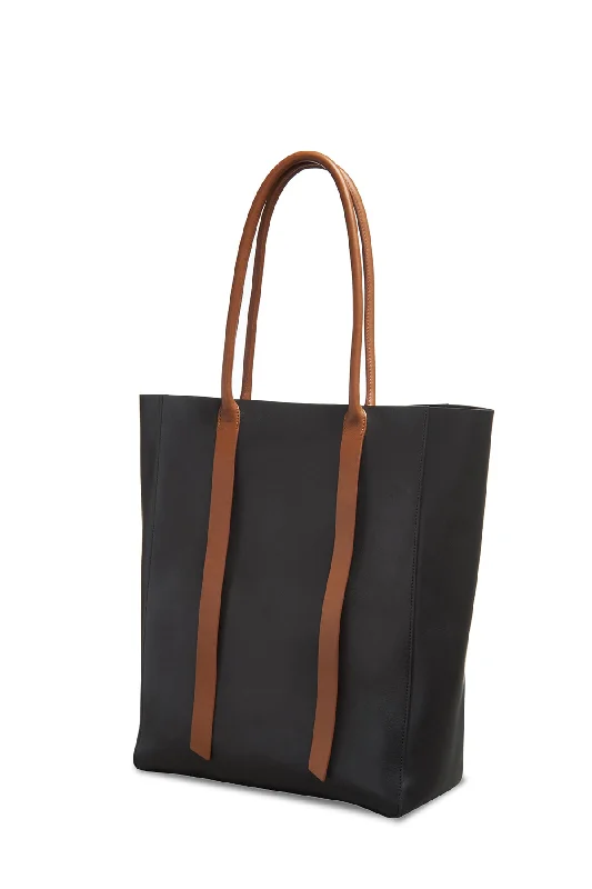 Marianne Tote Bag in Black & Cognac Leather