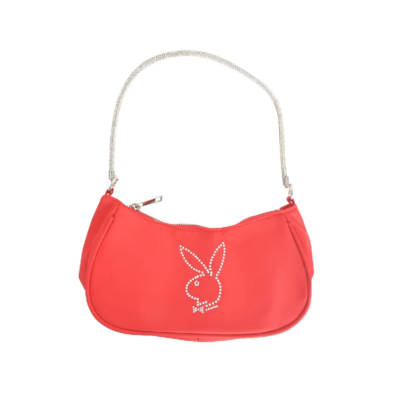 NYLON HANDBAG WITH RHINESTONE HANDLE AND RHINESTONE BUNNY Sleek And Stylish Handbags At Lower Prices NYLON HANDBAG WITH RHINESTONE HANDLE AND RHINESTONE BUNNY Sleek And Stylish Handbags At Lower Prices