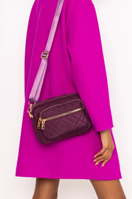 Quilted Front Nylon Camera Bag in Purple Luxury Handbags, Budget-Friendly