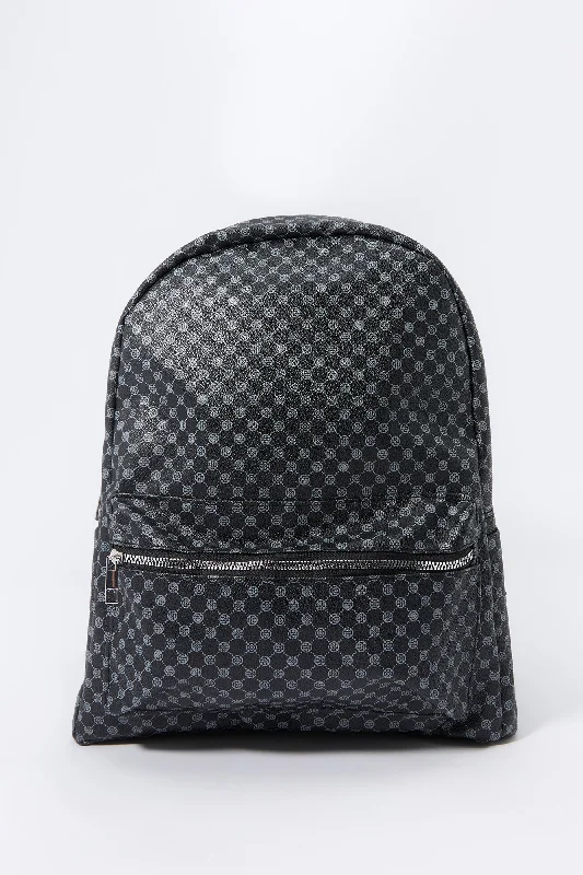 Faux Leather Status Print Backpack Designer Bags, Low Prices