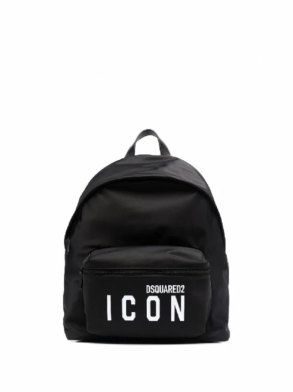 Dsquared2 ICON Logo-print Pocket Backpack Black Luxury Handbags, Budget-Friendly