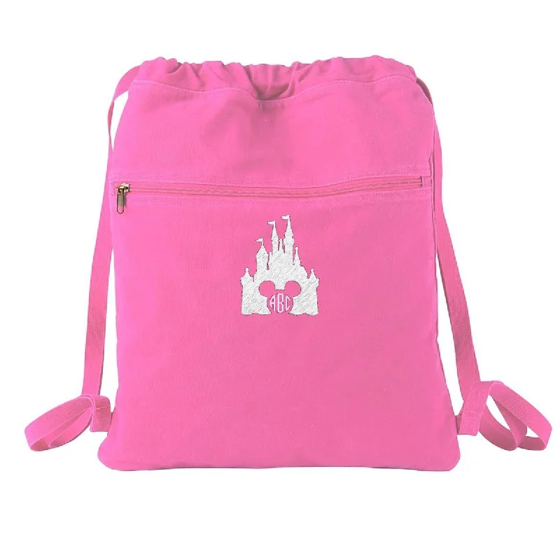 Monogrammed Disney Castle Cinched Backpack Affordable Elegance, Grab Yours