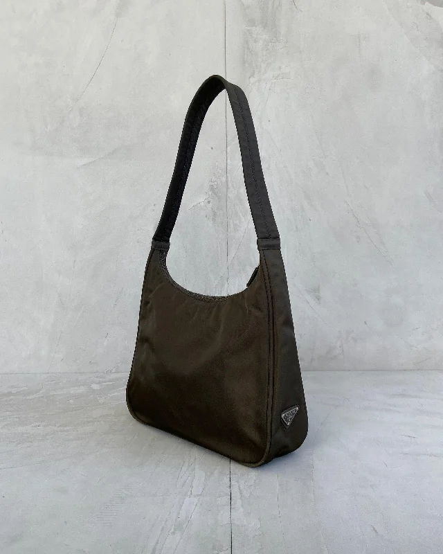 PRADA NYLON KHAKI SHOULDER BAG