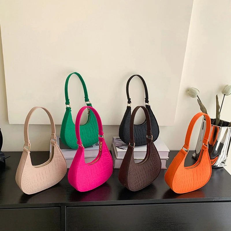 Fashion Simple Moon Shape Underarm Bags Cute Women Female Crocodile Grain Shoulder Bag Felt Purses Handbags Trend Accessories Chic Bags, Shop Now & Save Fashion Simple Moon Shape Underarm Bags Cute Women Female Crocodile Grain Shoulder Bag Felt Purses Handbags Trend Accessories Chic Bags, Shop Now & Save