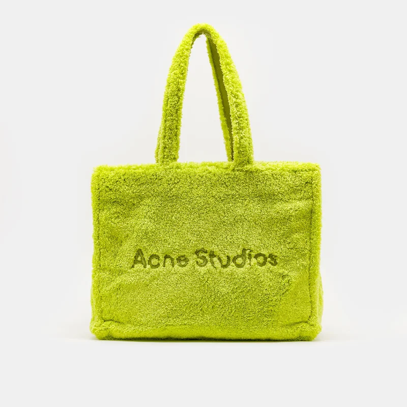 Furry Logo Shoulder Tote Bag in Green Designer Bags At Exclusive Clearance Prices