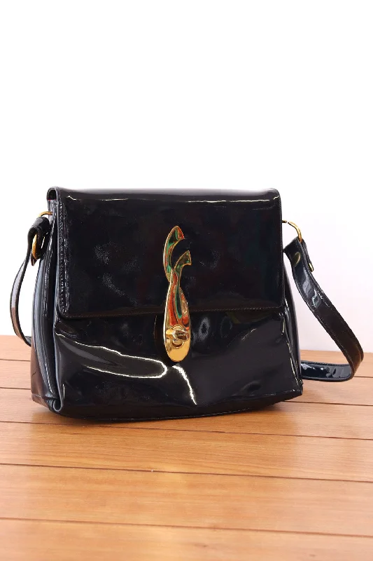 Navy Patent Leather Shoulder Bag Fashionable Handbags At Must-Have Prices