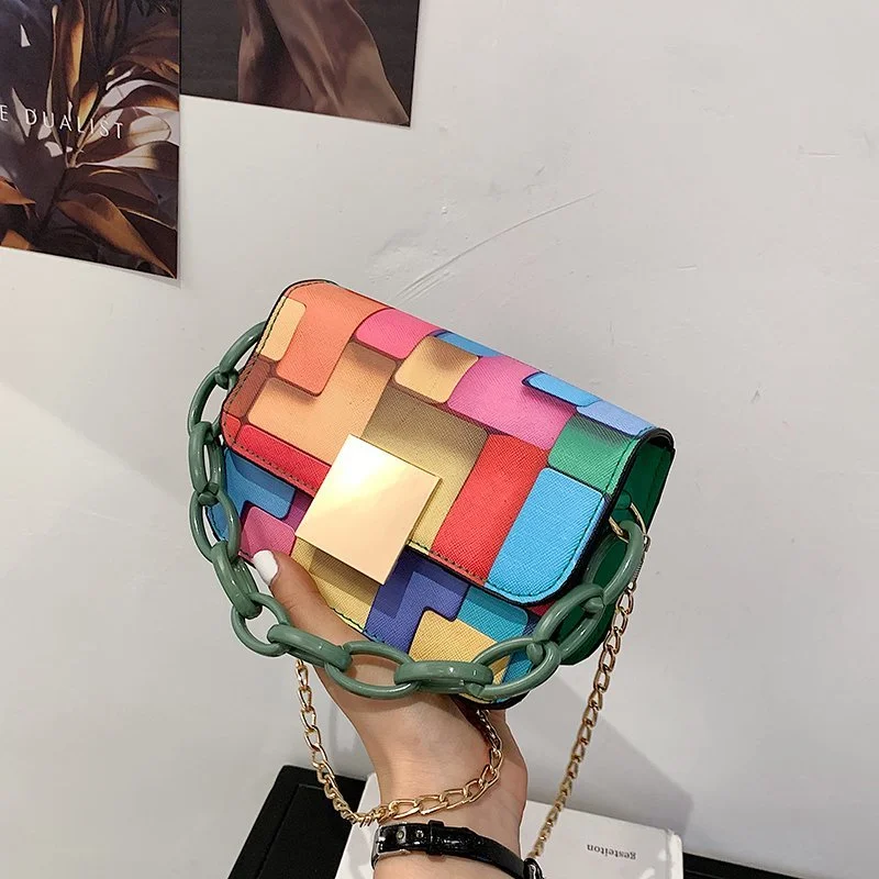 Panelled Shoulder Bag Trend Printing Chain Female Bag Statement Handbags At Unbeatable Discounts Panelled Shoulder Bag Trend Printing Chain Female Bag Statement Handbags At Unbeatable Discounts