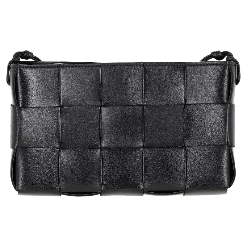 Bottega Veneta Medium Cassette Intrecciato Pouch with Strap Shoulder Bag in Black Calfskin Leather Stylish Handbags With Exclusive Online Discounts Bottega Veneta Medium Cassette Intrecciato Pouch with Strap Shoulder Bag in Black Calfskin Leather Stylish Handbags With Exclusive Online Discounts
