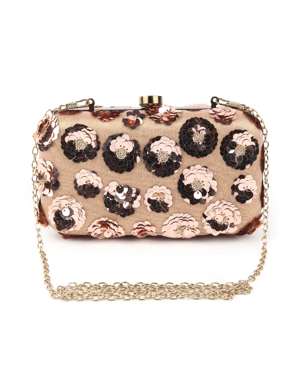 Odette Women Bronze Sequins Embellished Clutch Everyday Elegance At Lower Prices