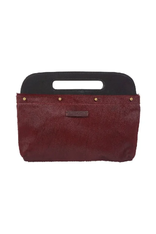 Burgundy Hair on Hide Clutch Cover