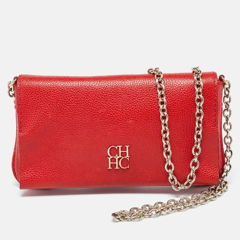 Ch Carolina Herrera Red Leather Flap Chain Shoulder Bag Upgrade Your Look With Our Exclusive Bag Deals Ch Carolina Herrera Red Leather Flap Chain Shoulder Bag Upgrade Your Look With Our Exclusive Bag Deals