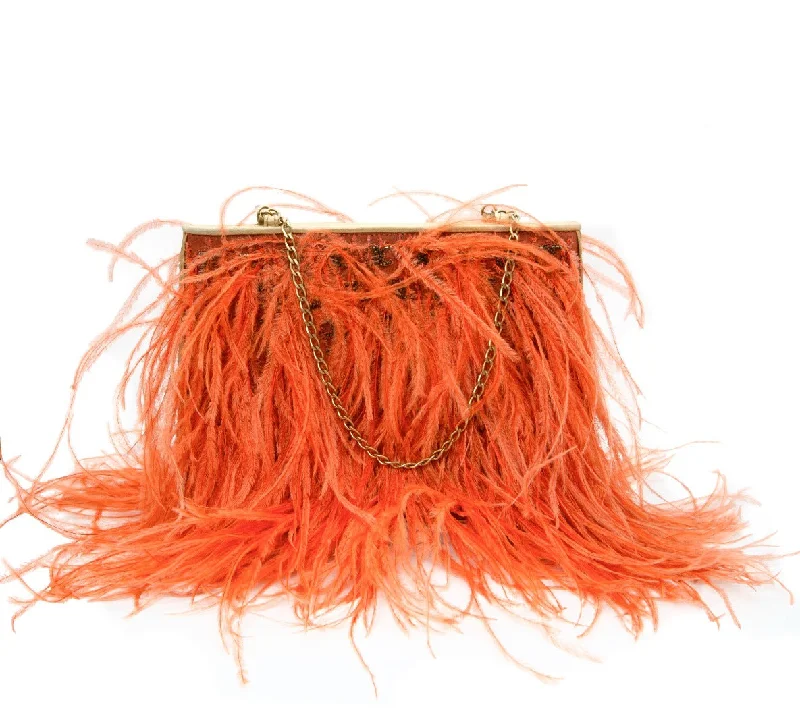 Feather Embellished Clutch Bag Statement Handbags At Unbeatable Discounts