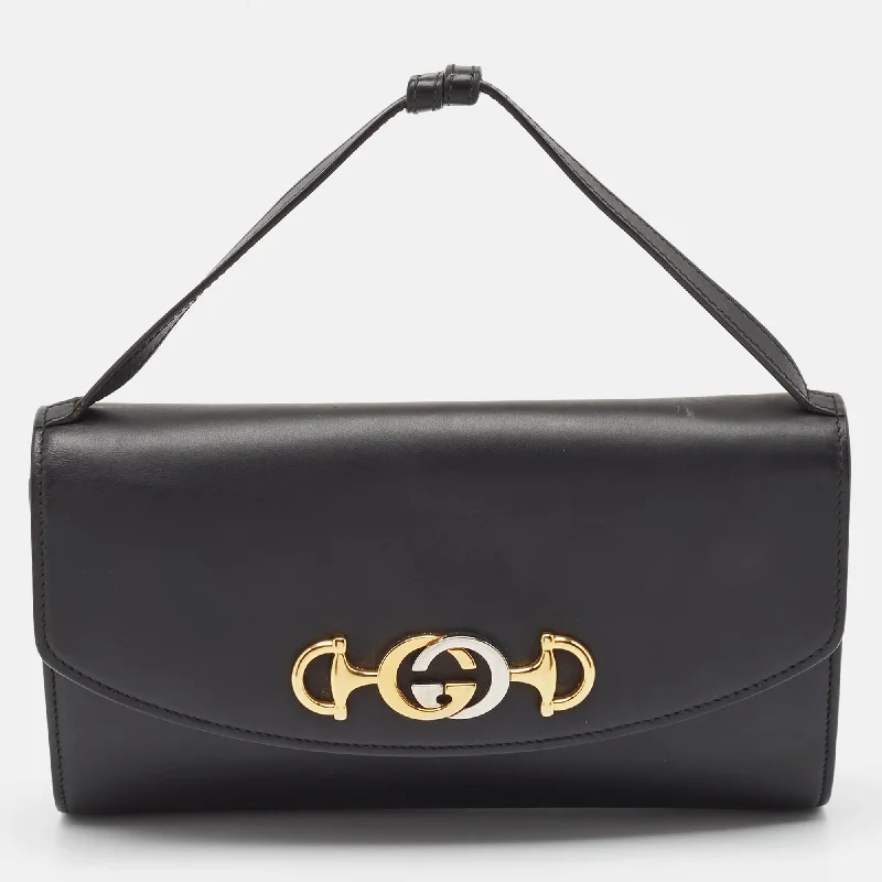 Gucci Black Leather Zumi Clutch Bag Stylish Totes With Special Discounts