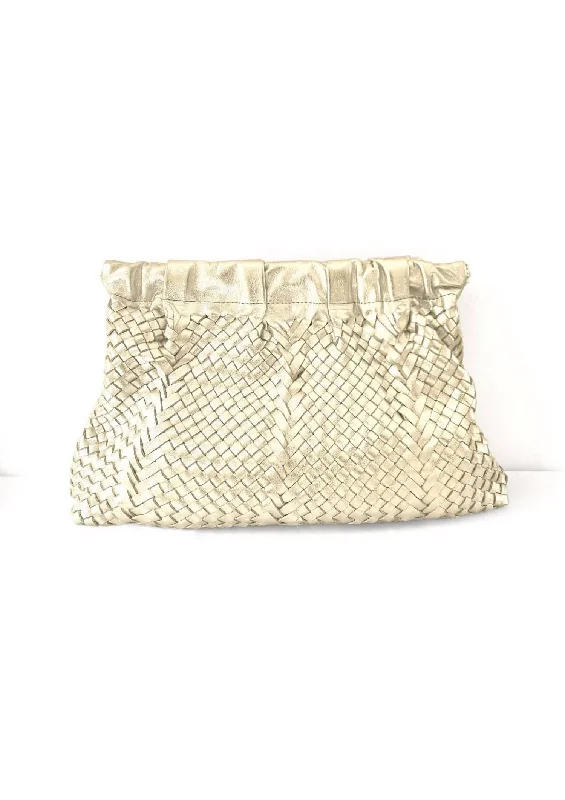 Lissa Leather Clutch Big Gold Flash Sale On Elegant Bags – Limited Stock Available