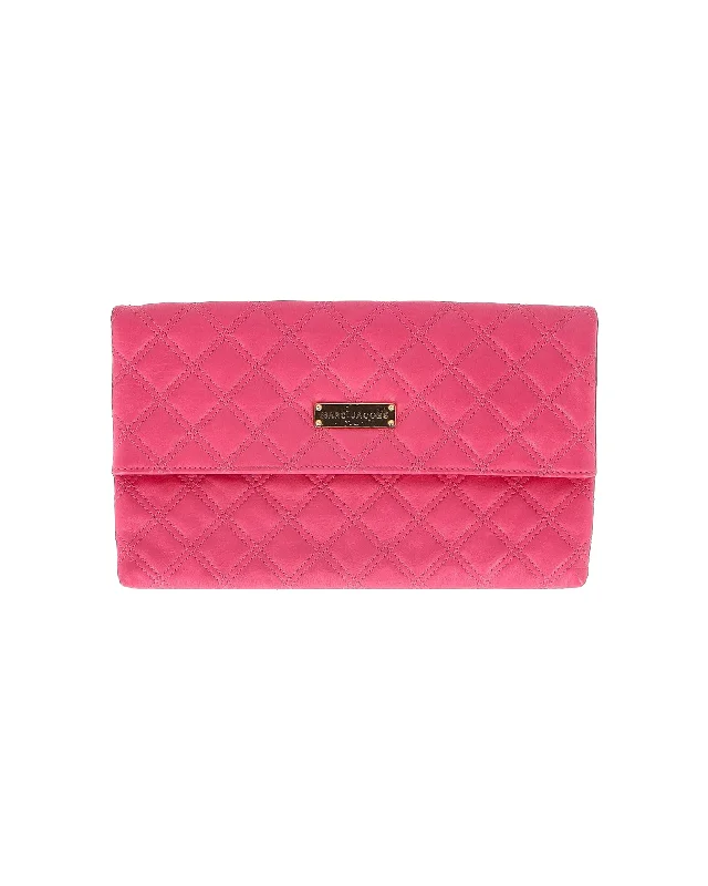 Marc Jacobs Quilted Clutch in Pink Leather Sleek And Stylish Handbags At Lower Prices