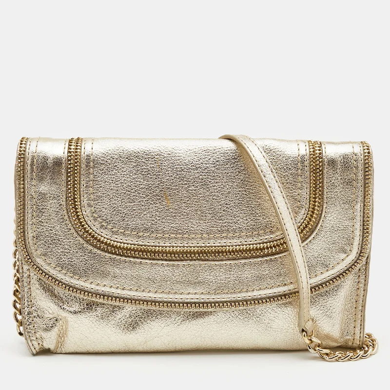 Michael Kors Gold Leather Naomi Clutch Bag Designer Bags At Lower Prices