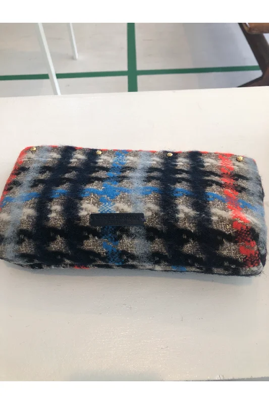 Navy/Black/Orange Plaid Wool Clutch Cover