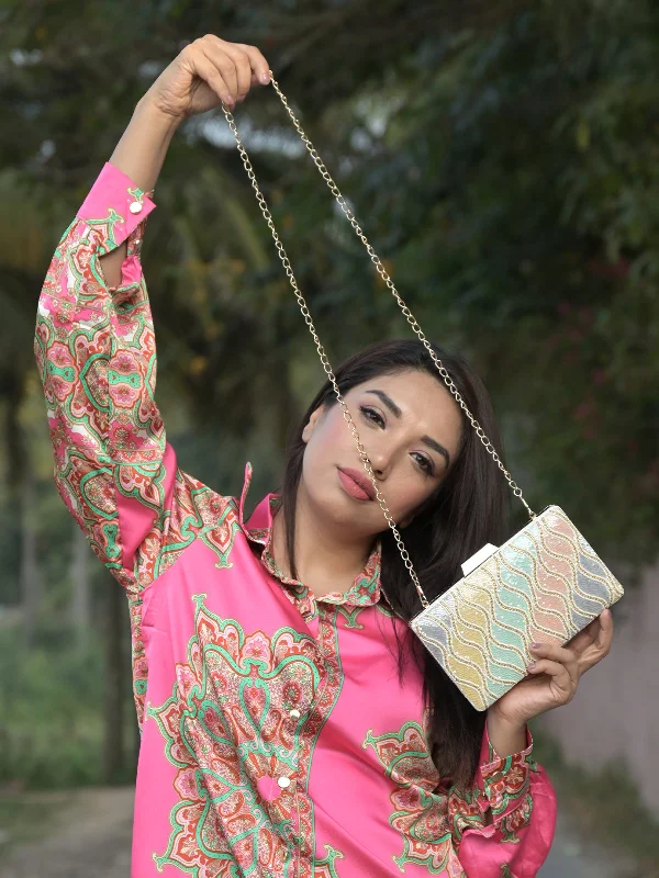 Odette Beige and Multicolor Beads Embroidered Clutch for Women Fashion-Forward Bags, Now On Sale Odette Beige and Multicolor Beads Embroidered Clutch for Women Fashion-Forward Bags, Now On Sale
